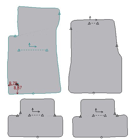 Gabarit FORD MUSTANG V BULLIT - 1 fixation tapis conducteur